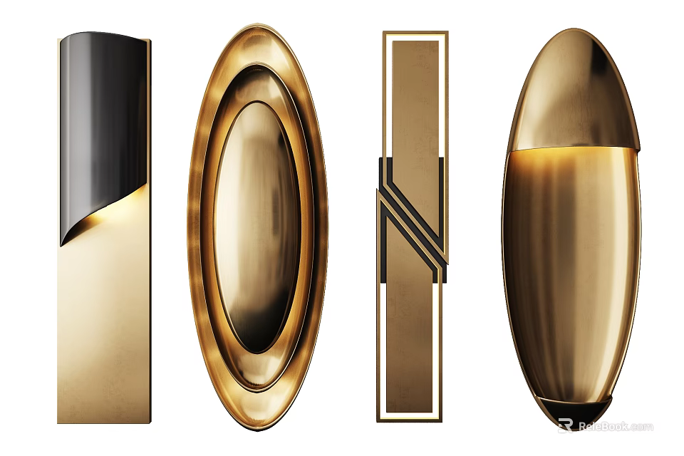 Modern Decorative Wall Lamps With Golden Finish And Various Shapes For Home Interior 3d model 
