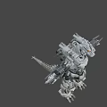 Game And Movie Character Featuring Mechanical Silver Armor And Arm Mounted Weapons
