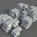 Modern Geometric Stacked White Multi Story Office Building Architectural Design 3d model