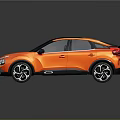 Orange Crossover SUV With Black Roof Modern Sleek Body And Alloy Wheels