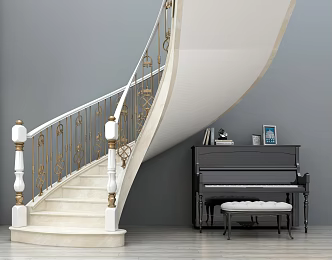 European-style revolving staircase 3d model