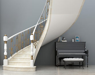 European-style revolving staircase 3d model