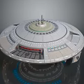 Futuristic Circular Structure With Central Tower Multi Layer Design And Illuminated Base Ring 3d model