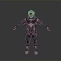 Futuristic Full Body Techwear Costume With Armored Design And Green Accents