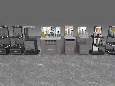 Modern Display Shelves With Glass Doors And Drawers For Retail Products 3d model
