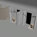 Minimalist Arc Shaped Clothing Display Racks With White Panels Hangers And Stools