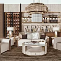 Elegant Modern Sofa And Coffee Table Set With Wine Cabinet Chandelier And Area Rug