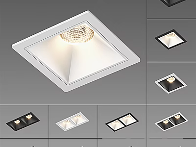 Modern Recessed Downlights And Spotlights In Various Square Rectangular Designs For Home Interior Lighting 3d model