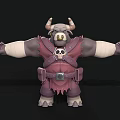 Bull Warrior Character With Skeleton Emblem Purple Armor And Bandaged Arms