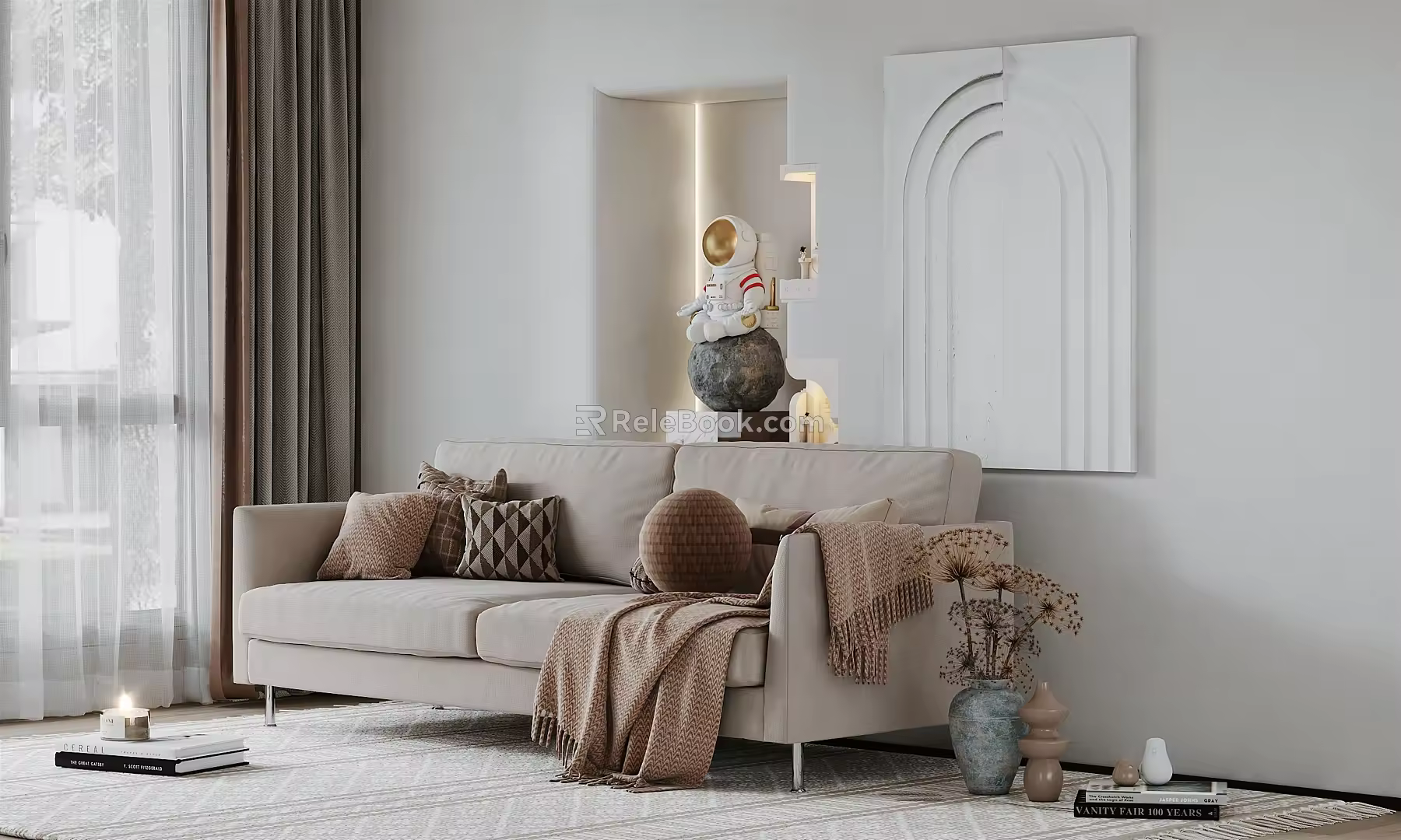 Modern double sofa multiplayer sofa 3d model