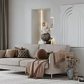 Modern double sofa multiplayer sofa 3d model