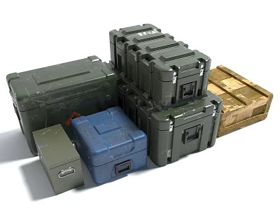 Durable Hard Shell Storage Cases In Green Blue Brown And Various Sizes 3d model
