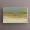 Abstract Painting Wall Art With Soft Beige Gold And Light Blue Wavy Textures