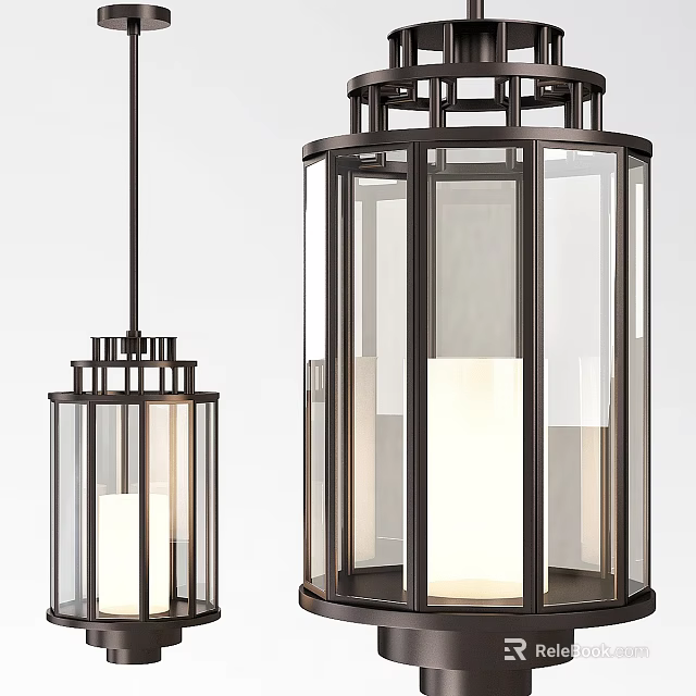 Modern Pendant Light Design With Metal Frame And Glass Shade Illumination 3d model 