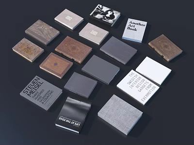 Various Style Notebooks With Assorted Textured Covers Colored And Printed Designs 3d model