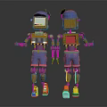Cartoon Robot Characters With Blue Hats Yellow Bodies Blue Shorts And Yellow Shoes