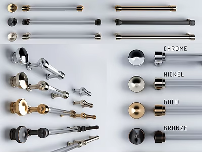 Decorative Accessory Combination with Chrome Nickel Gold Bronze Metal Rods Bases and Spherical Decorations 3d model