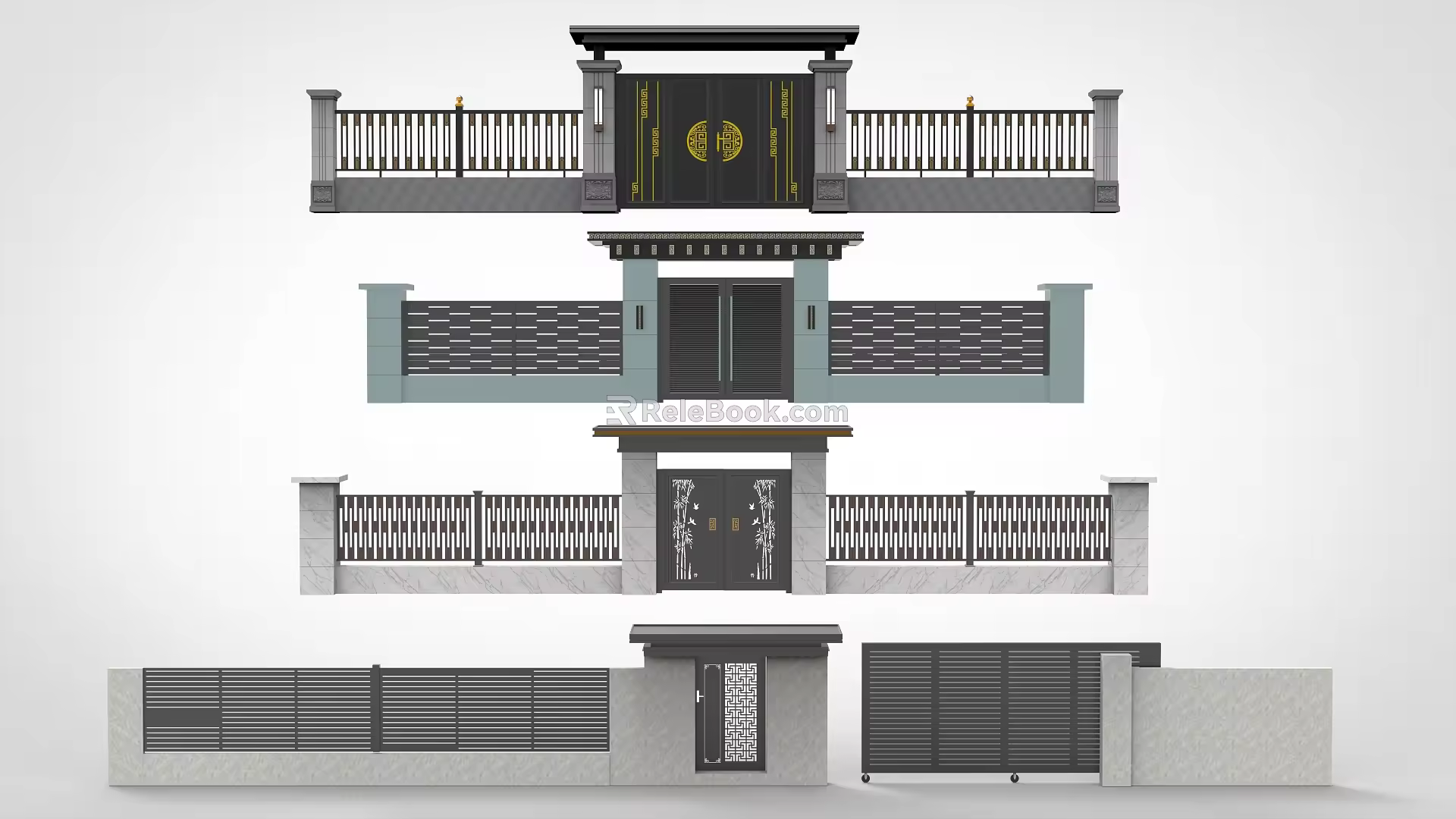 Modern gate fence gate head 3d model
