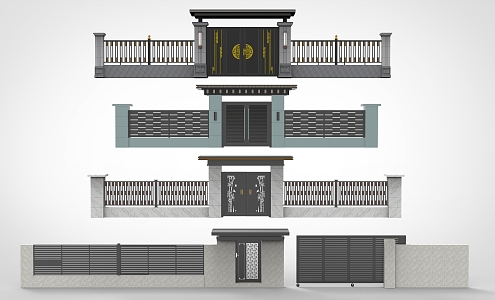 Modern gate fence gate head 3d model