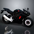 Black Sport Motorcycle With Red Accents Sleek Modern Design And Aerodynamic Styling