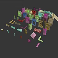 Various Architectural Building Model Components With Walls Windows Doors And Stairs