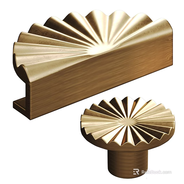 Golden Door Handles With Radiant Design And Brushed Metal Finish For Modern Elegant Interior Door 3d model 