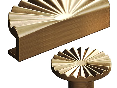 Golden Door Handles With Radiant Design And Brushed Metal Finish For Modern Elegant Interior Door 3d model