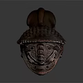Decorative Ornament Set Featuring Bronze Lion Figurine With Intricate Carved Patterns And Traditional Style