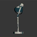 Vintage Teal Desk Lamp With Metal Adjustable Arm And Reflective Base