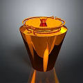 Golden Cone Shaped Decorative Household Item With Shiny Surface And Red Top Accent