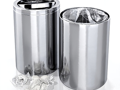 Modern trash can stainless steel trash can 3d model