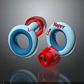 Circular Red Blue Electronic Devices With Happy Live Text And Colorful Design