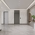 Elegant Modern Elevator Hallway With Marble Walls Elevator Door Polished Floor And Ceiling Lights 3d model
