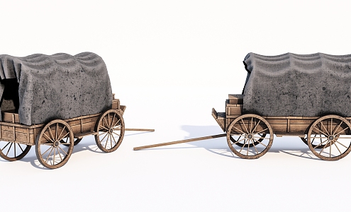 Vintage Wagon Old Wooden Car Old Wooden Carriage 3d model