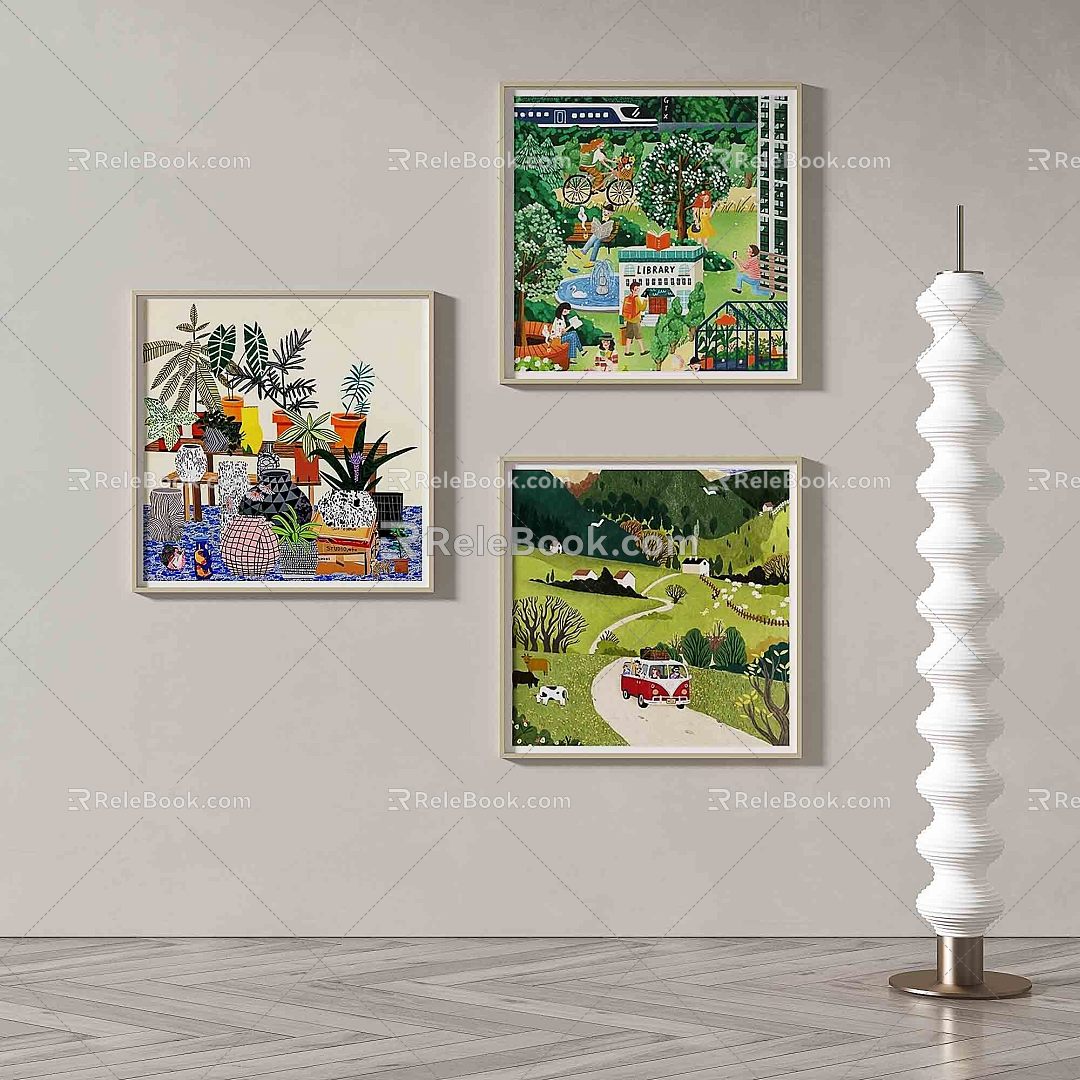 Modern minimalist abstract decorative painting 3d model