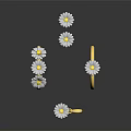 Elegant Gold Rings With White Daisy Flower Decorative Jewelry Design