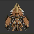 Golden Copper Mechanical Armored Creature Featuring Spiked Design And Intricate Structure 3d model
