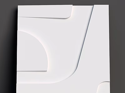 Modern White Interior Wall Paneling Design With Geometric Shapes And Curved Lines 3d model