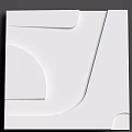 Modern White Interior Wall Paneling Design With Geometric Shapes And Curved Lines