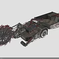 Military Style Modified Vehicle With Large Red Gear And Armored Structure