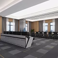 Modern Monitoring Room with Large Digital Screen Multiple Monitors Data Charts and Ergonomic Workstations