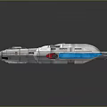 Futuristic White Spaceship Design With Red Blue Thrusters And Wing Structures