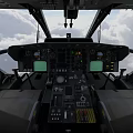 Military Helicopter Airborne in Cloudy Sky with Spinning Rotors and Aerodynamic Fuselage