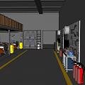 4S Auto Shop Interior With Service Bays Cars Repair Equipment And Tool Racks