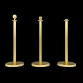 Three Floor Standing Decorative Stanchions With Gold Top Black Pole Base 3d model