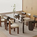 Middle style dining table and chair combination 3d model