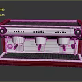Professional Red Espresso Machine with Three Spouts and Stainless Steel Components