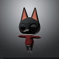 Cartoon Black Cat With Pink Ears In Red Hoodie Arms Open On Gray Background