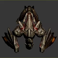 Futuristic Mechanical Beast Character With Sharp Claws Red Glowing Parts Brown Armor And Orange Markings