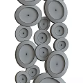Multiple Decorative Circular Mirrors With Silver Frames Arranged In Vertical Lines For Wall Decor 3d model